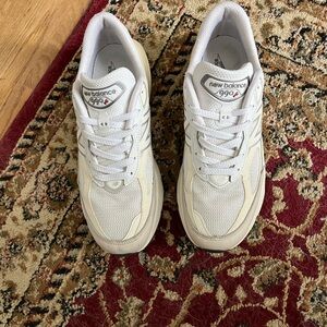New Balance 990v6 Cream and White Sneakers